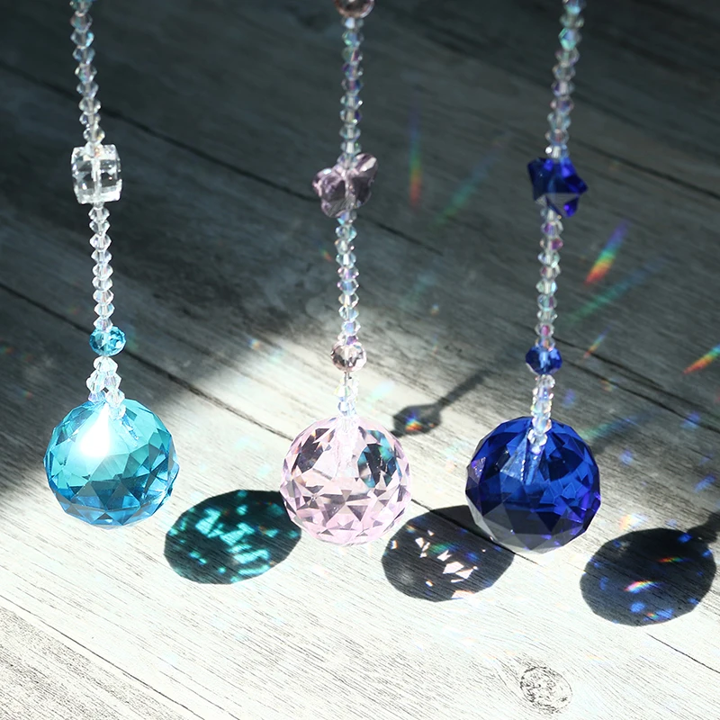 H& D 30 мм Хрустальный шар Призма Suncatcher Радуга коллекция чакра окна шторы висячие орнамент украшение дома, набор из 3