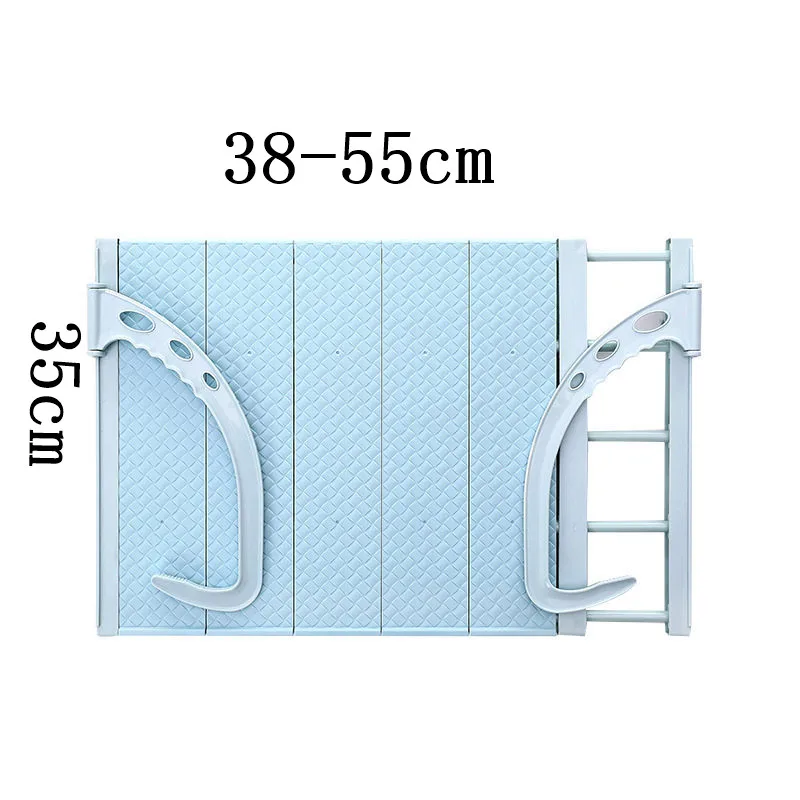 Blue length 38-55cm Многофункциональная выдвижная полка для обуви с окном, полка для сухого хранения, Балконная сушилка для обуви, сушилка для одежды, ограждение, защитная оконная скоба - Цвет: Blue length 38-55cm