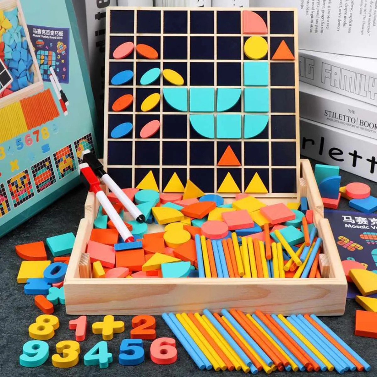 

Hot Preschool Wooden Jigsaw Puzzle Toys Geometric Shape Cognition Match Baby Early Education Teaching Aids Math Toys For Childre