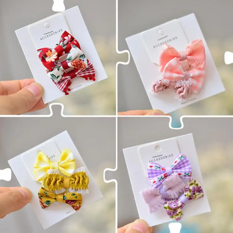 12 шт./компл. эластичные повязки для волос с принтом девочек банты из корсажной