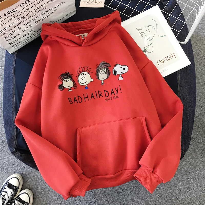 Red Shellsuning женские свитшоты осень зима мультфильм Kawaii печати толстовки флис свободные мягкие Базовые Женские Harajuku пуловер - Цвет: Red