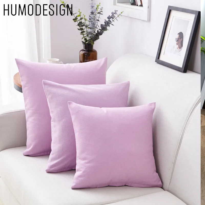 

2Pcs With Core Solid Color Linen Pillow Sofa Cushion Pillowcase Backrest Office Car Cushion Pillow 50% Off