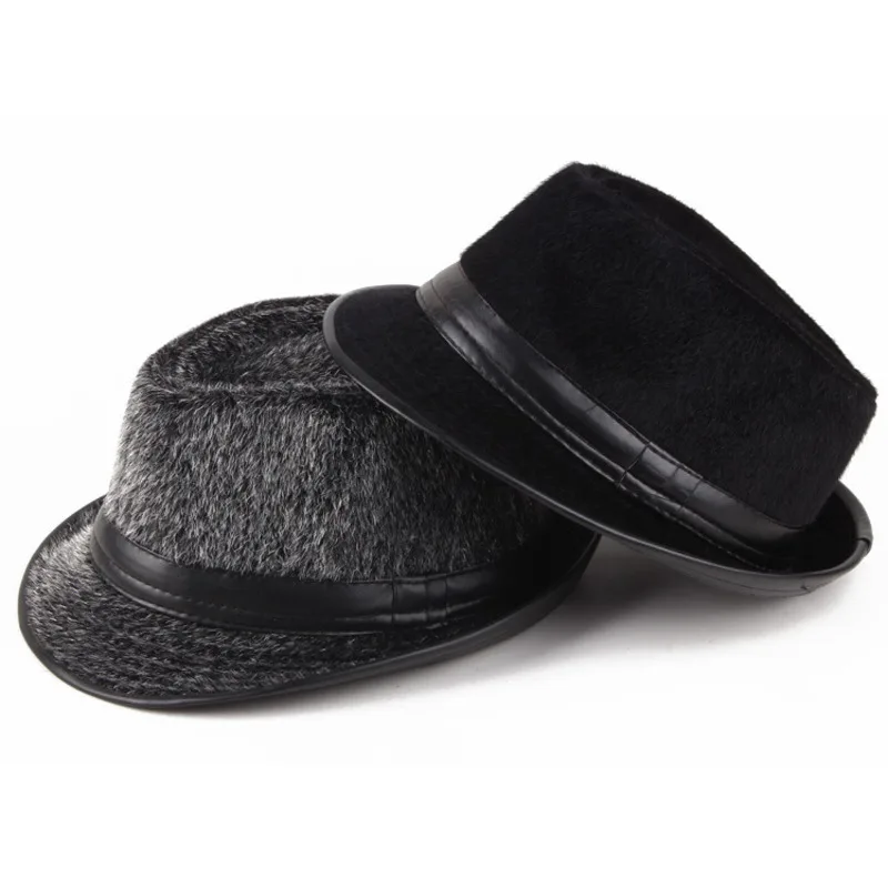 Vintage Men Wide Brim Felt Fedora Hats 