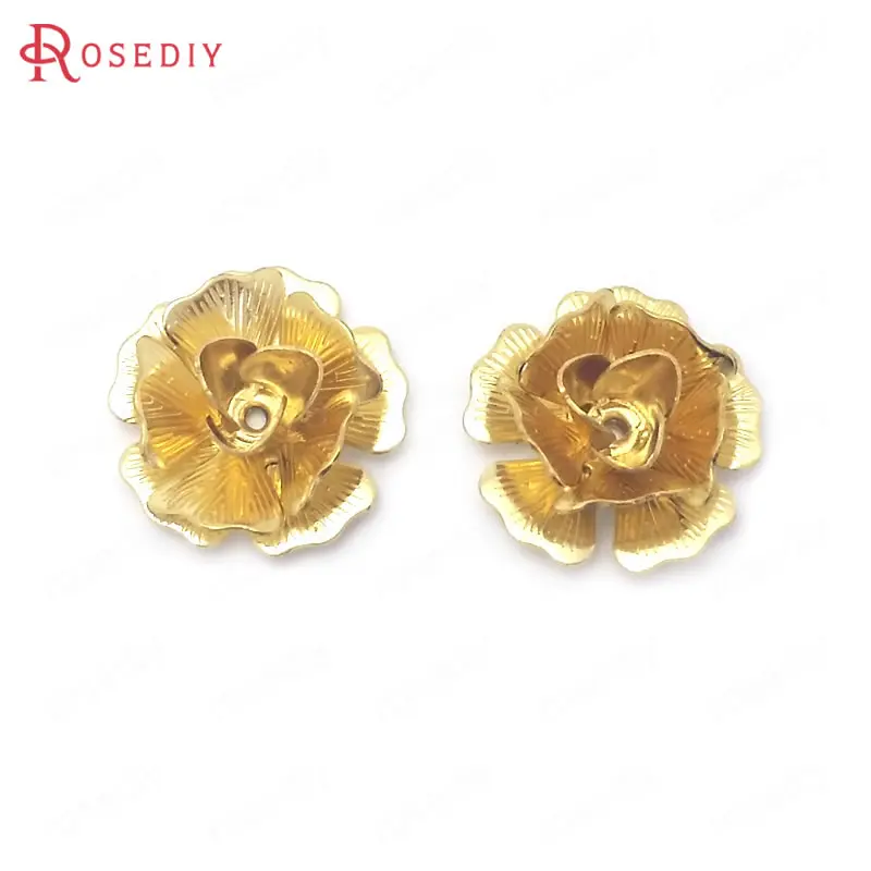 

(38502)20PCS 15MM Height 6.5MM Not plated color Brass 3D Multi-layer Flower Jewelry Making Supplies Diy Findings Accessories