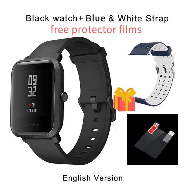 black a blue strap 1 год гарантии Amazfit Bip Lite Смарт-часы, глобальная версия, 45 дней Срок службы батареи 3ATM в соответствии со стандартом водонепроницаемости Smartwatch для Xiaomi - Цвет: black a blue strap