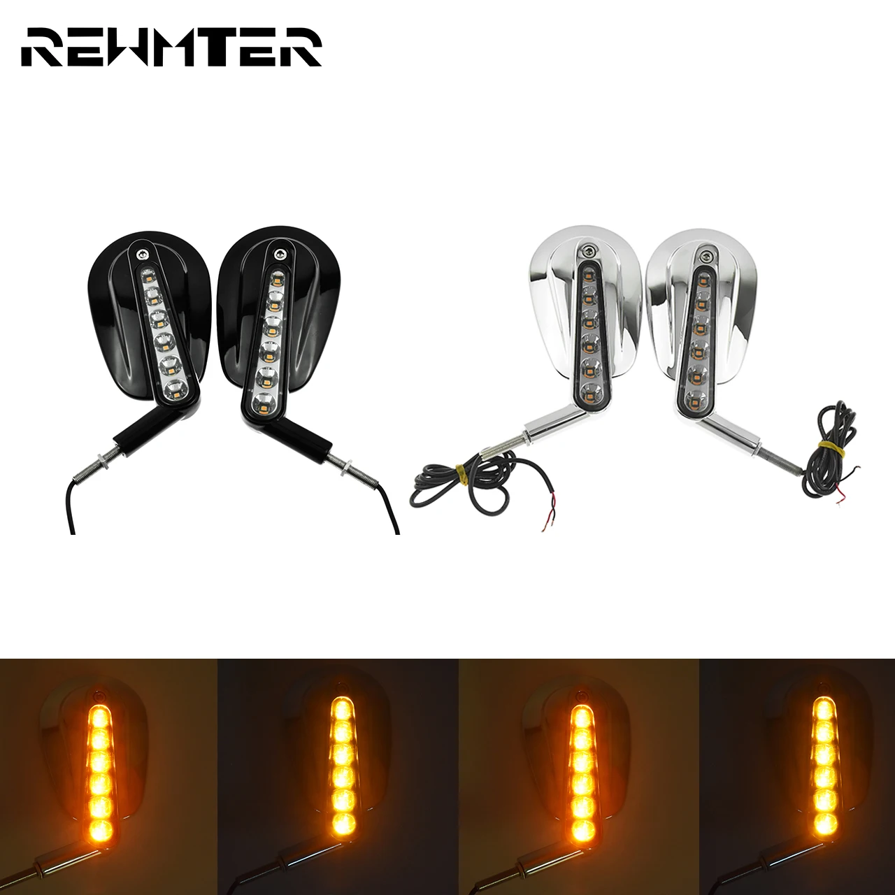 

Motorcycle Rear View SIde Mirrors LED Turn Signals Light Mirror For Harley Sportster XL1200 883 VRSCF Touring Electra Glide Dyna