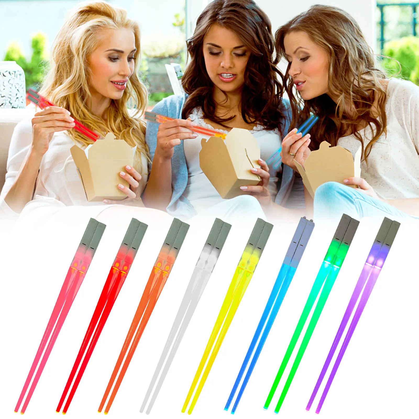 1 Pair LED Light-emitting Stick Chopsticks Restaurant Toys Gifts Creative Concert Glow Kitchen Dinning Room Party Portable | Дом и сад