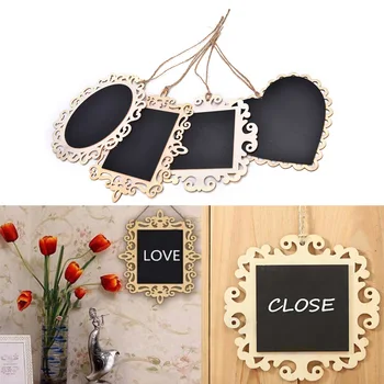 

1PC wooden Blackboard on Place For Wedding Party Decorations chalkboards Message board Vintage Hanging Wood Mini Blackboard