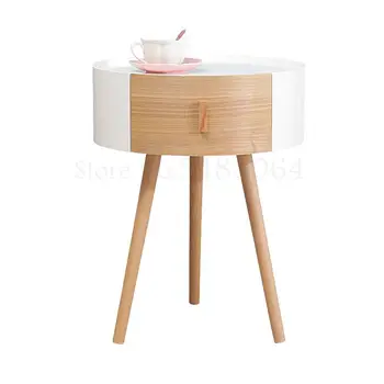 

Nordic Solid Wood Coffee Table Living Room Small Round Table Small Apartment Corner Table Simple Modern Side Table Sofa Round Sm
