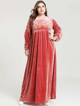 

Plus Size Winter Velvet Abaya Turkish Hijab Muslim Dress Islam Clothing For Women Caftan Kaftans Dresses Robe Dubai Kleding