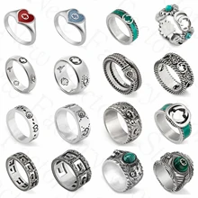 2021 novo 925 prata esterlina margarida letras adequado para o original europeu e americano meninos e senhoras casal retro cobra anel