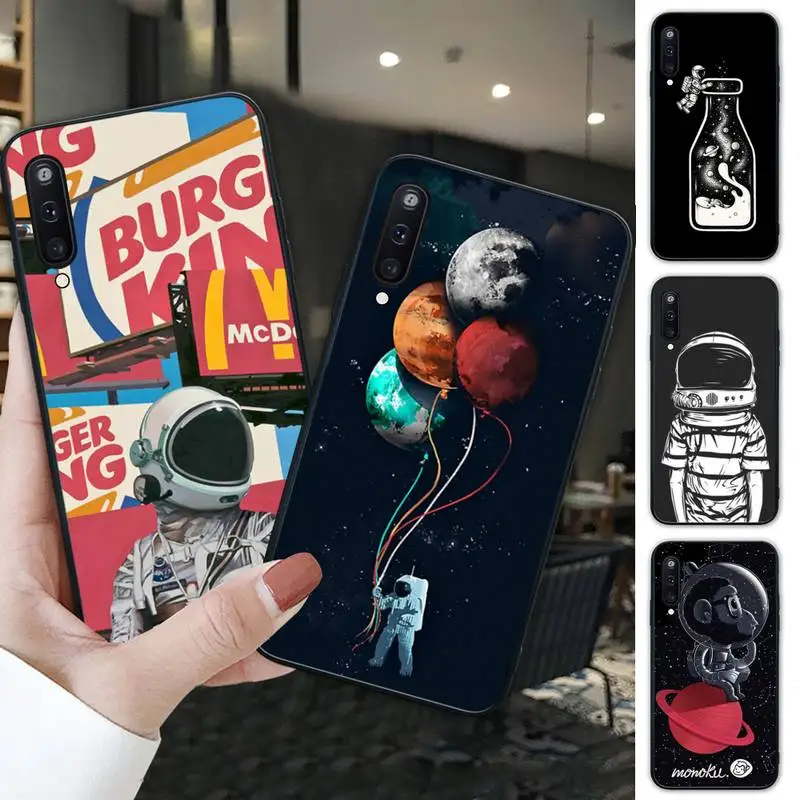Космос Луна астронавт Черный силиконовый чехол для Samsung Galaxy A01 A10 A31 A51 A71 A91 A10S A30S M20