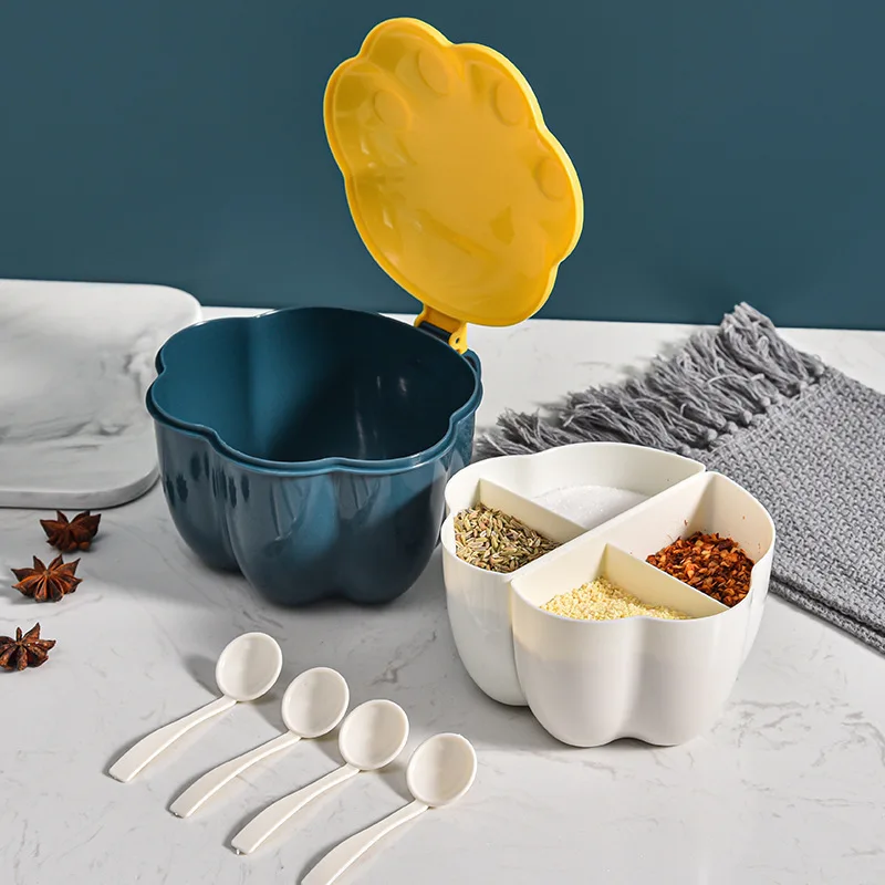 

Condiment box family kitchen storage condiment box stamping multi compartment seasoning pot