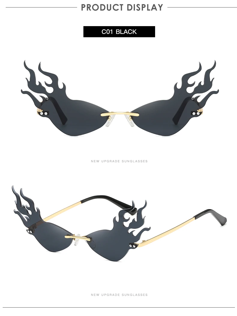 Форма пламени Солнцезащитные очки женские винтажная, брендовая, дизайнерская без оправы кошачий глаз солнцезащитные очки женские уличные праздничные очки UV400 очки