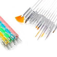 20 шт./компл. профессиональная кисть для ногтей для маникюрного геля кисть, лак для ногтей для рисования Рисование стразами 2-полосная нанесение точек на ногти ручки