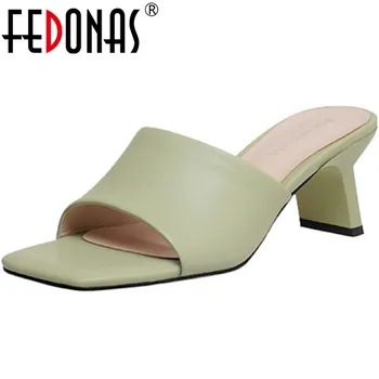 

FEDONAS Fashion Top 2020 Summer Women Sandals For Walking At Home High Heels Woman Slippers Causal Basic House Shoes Woman Heels