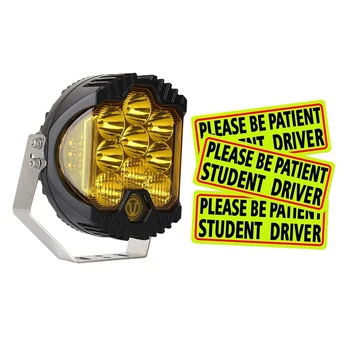 

3Pcs "Please Be Patient Student Driver" Sign Vehicle Bumper Stickers & 1Pcs 7 Inch Led 90W LED Car Driving Light