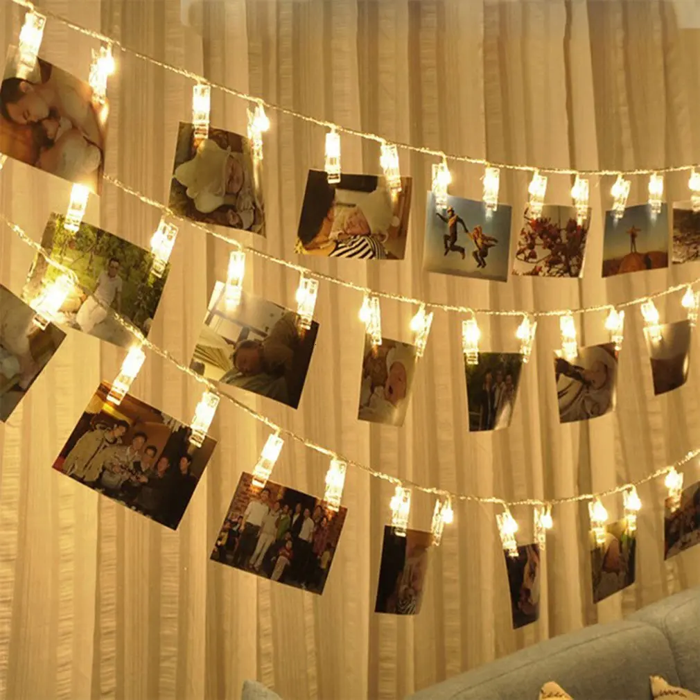 1M 10 LED Photo Clip Light String Led Creative Photo Wall Decoration Lights Christmas Lights Usb Battery Light String Wholesale
