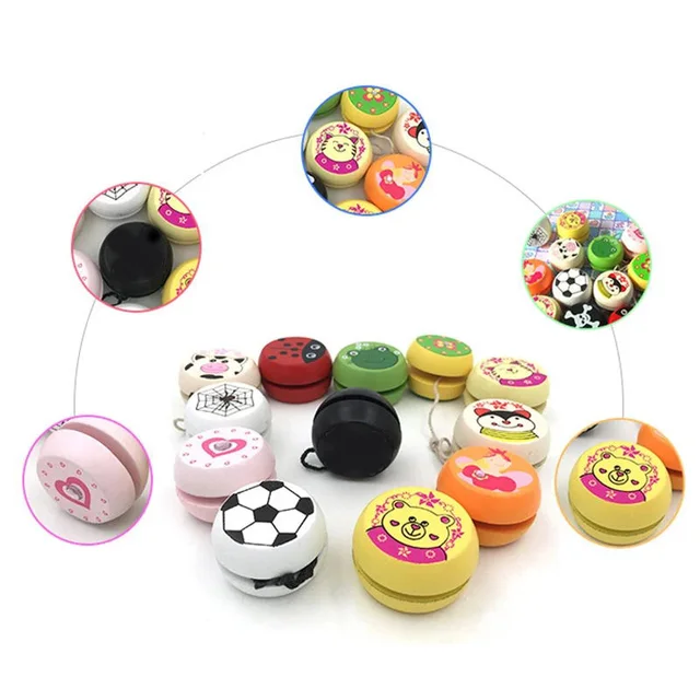 Children Cartoon Animal Prints Wooden Yoyo Toys Ladybug Toys Kids Yo-Yo Creative Yo Yo Toys for Children Funny Gift Yoyo Ball 4