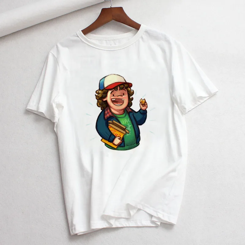 Странные Вещи чомпер Монстр футболка с бейджем femme Повседневная футболка женская одежда короткий рукав странная вещь футболка