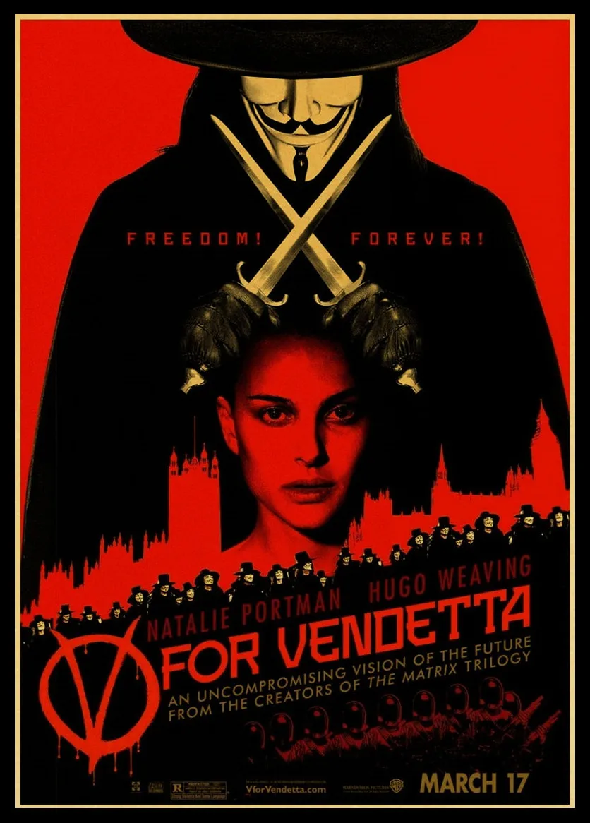 V для Vendetta постер классический фильм ретро Kraftpaper настенный Декор дома Бар