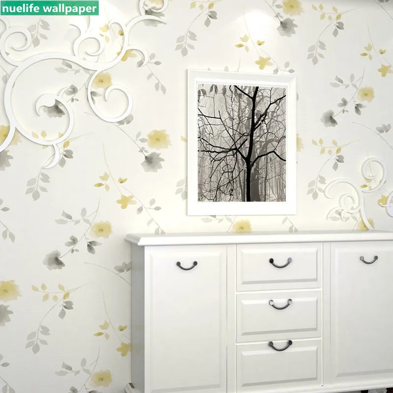 Романтический желтый цветочный узор сад нетканые обои для спальни гостя Ресторан ТВ фон современные обои в стиле минимализма