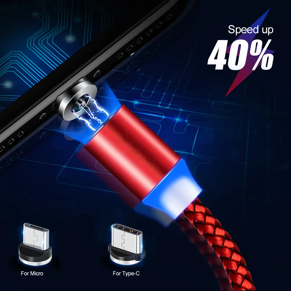 Магнитный зарядный кабель Micro USB кабель быстрая зарядная зарядка USB быстрая зарядка строка данных для iphone или type-c или Android