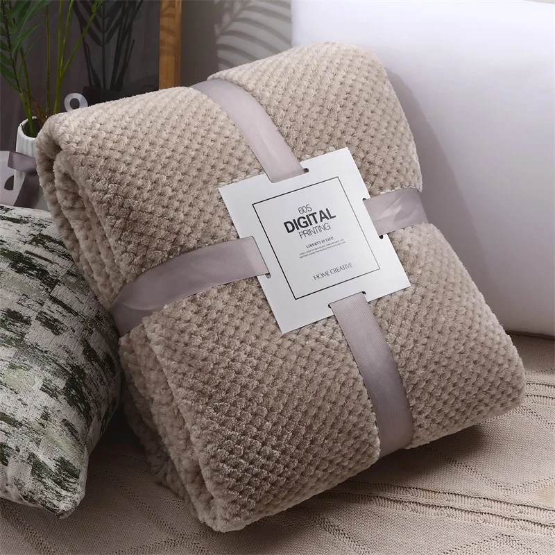 Winter Soft Warm Flannel Blankets for Beds Solid Pink Blue Color Coral Fleece Mink Throw Sofa Cover Bedspread Plaid | Дом и сад