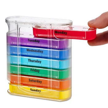 

Organizer Storage Medicine Dispenser Drawer Type Travel Sort 28 Grids Pill Box Vitamin Elders Portable Weekly One Week Case