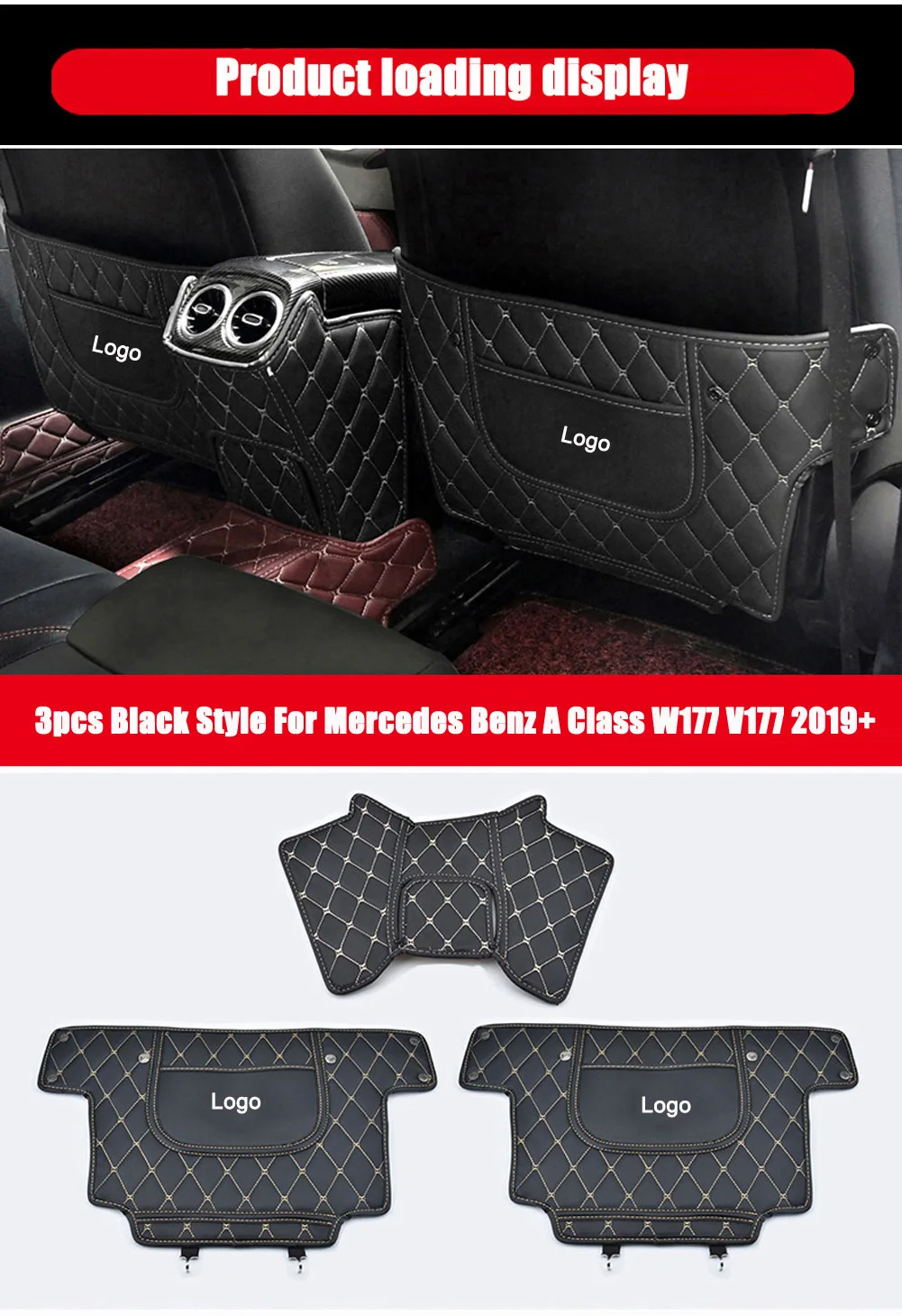For Mercedes Benz A Class W177 V177 A180 A200 A220 A250 A35 AMG+ Car Rear Row Seat Anti Kick Mat Protective Cover Stickers