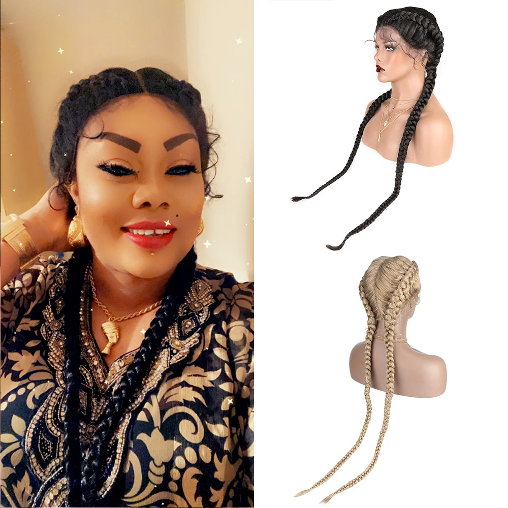 Photo Product Braided 360 Lace Front Wig African Knotless Braid Wig Women Toocci Drop Shipping Box Braid Wig Tresse Cornrow Lace Wig Wholesale