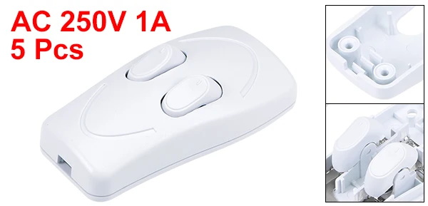White 5 Qty Uxcell 1/2/5/8 шт. Кулисный Переключатель Встроенный шнуровой выключатель AC 250V 1A дуплекс ВКЛ-ВЫКЛ проходной для Спальня Настольный светильник черного и белого цвета - Цвет: White 5 Qty