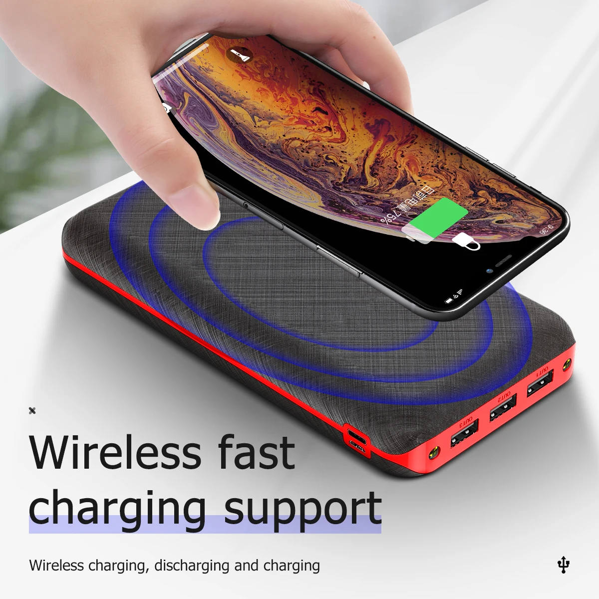 best power bank for iphone 80000mAh Qi Solar Wireless Power Bank with Triple USB Ports Portable Outdoor Mobile Phone Fast Charger for Xiaomi Samsung Iphone usb battery pack