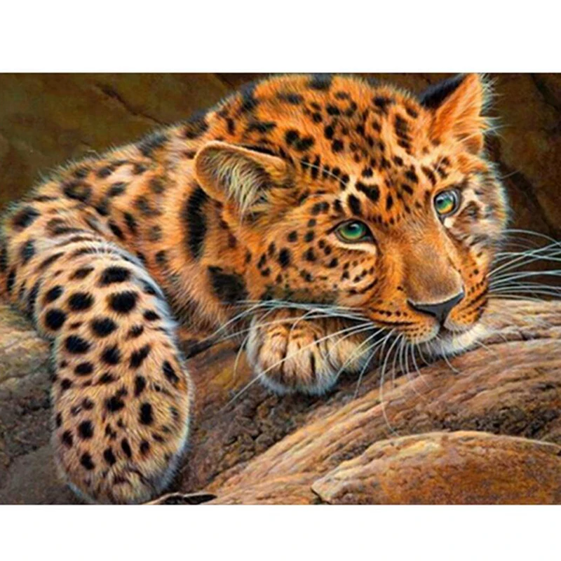 New Style 5d Cross Stitch Squatting Leopard Diy Diamond Painting Living Room Bedroom Wall Decoration Painting