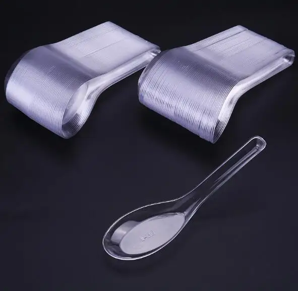 2000 шт./лот вечерние свадебные принадлежности одноразовая пластиковая посуда Прозрачная пластиковая ложка прозрачная ложка для супа 12 см x 3,5 см