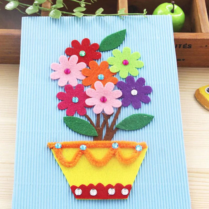 Cute DIY Sticker Non-woven Patch Creative Handmade Puzzle Materials Petal Crown Pattern Kids Patches Sewing Craft Supplies | Дом и сад