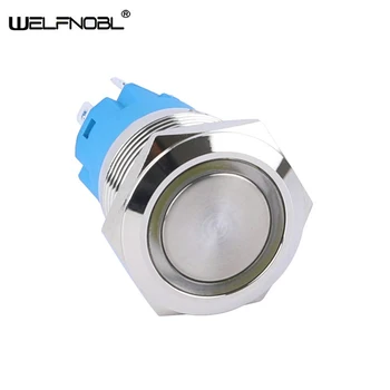 

19mm Waterproof Metal Push Button Switch LED Light Black Momentary Latching Car Engine PC Power Switch 5V 12V 24V 220V Red Blue