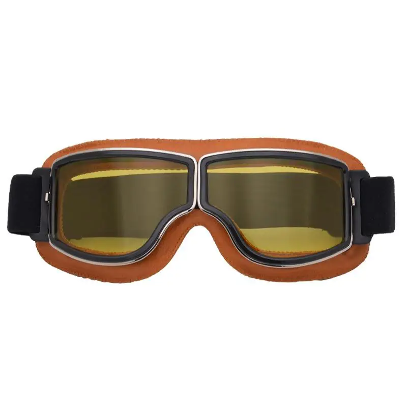 Yellow frame Винтажные очки для скутера, без кожи, очки для лыжного спорта, очки для шлема - Цвет: Yellow frame