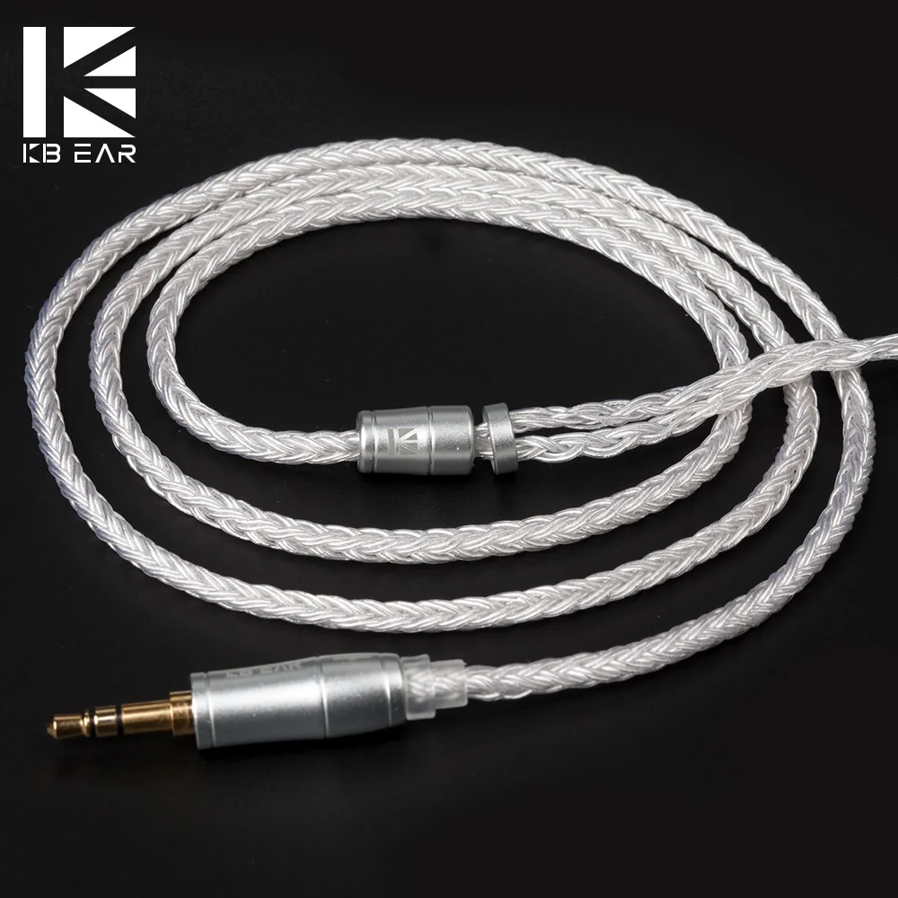 Серебристый кабель KBEAR 16 ядер для наушников 2 5/3 5/4 4 MMCX QDC C10 ZS10 Blon bl-03 zsx ba5 |