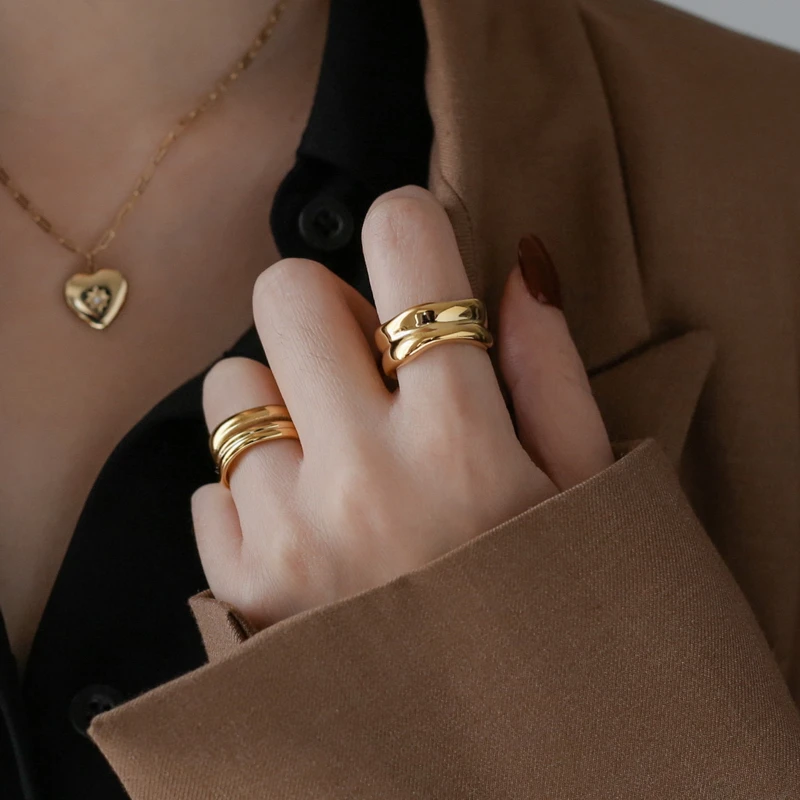 Timeless Wonder Titanium Geo Stackable Statement Rings Women Stainless Steel Jewelry Punk Designer Gothic Hiphop Ins Lady 6349 | Украшения