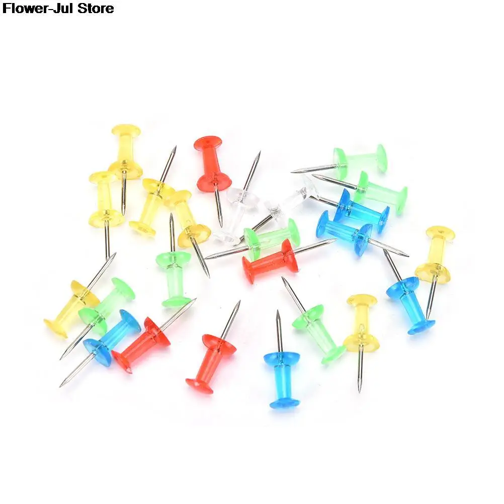 40/100PCS Push Pin Assorted Transparent Colorful Making Thumbtack Pins Cork Board Office School Stationery