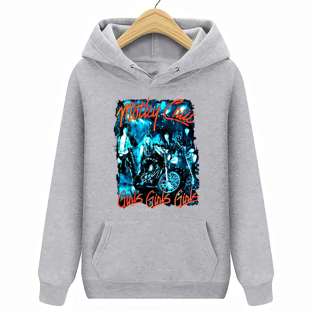 Серый Motley Crue/толстовки с капюшоном для девочек, свитшоты для девочек, S-3XL, новинка - Цвет: Серый