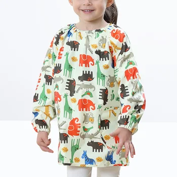 

Yellow Printing Waterproof Painting Apron Long-sleeve Drawing Art Smock Protective Clothes for Children Kids - Size M