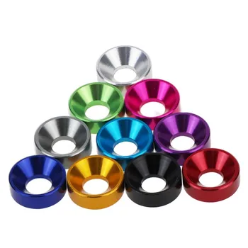 

5pcs M4 fisheye washers cone washer concave holes countersunk hole flat head gaskets aluminum alloy gasket crimson color