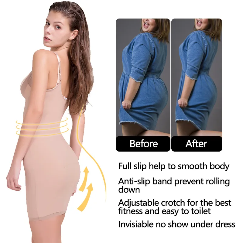 Sexy Underdress Body Shaper Control Slips Butt lifter Wait Trainer Slimming  Underwear Corset Dress Modeling Strap Shaperwear