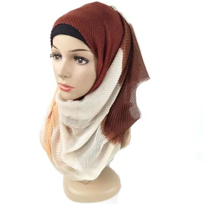 Шиммер морщинка хиджаб шарф двойной цвет мусульманские женщины плиссированные хлопок платок мусульманские шарфы шаль и обертывание хиджаб платок - Цвет: Color 4