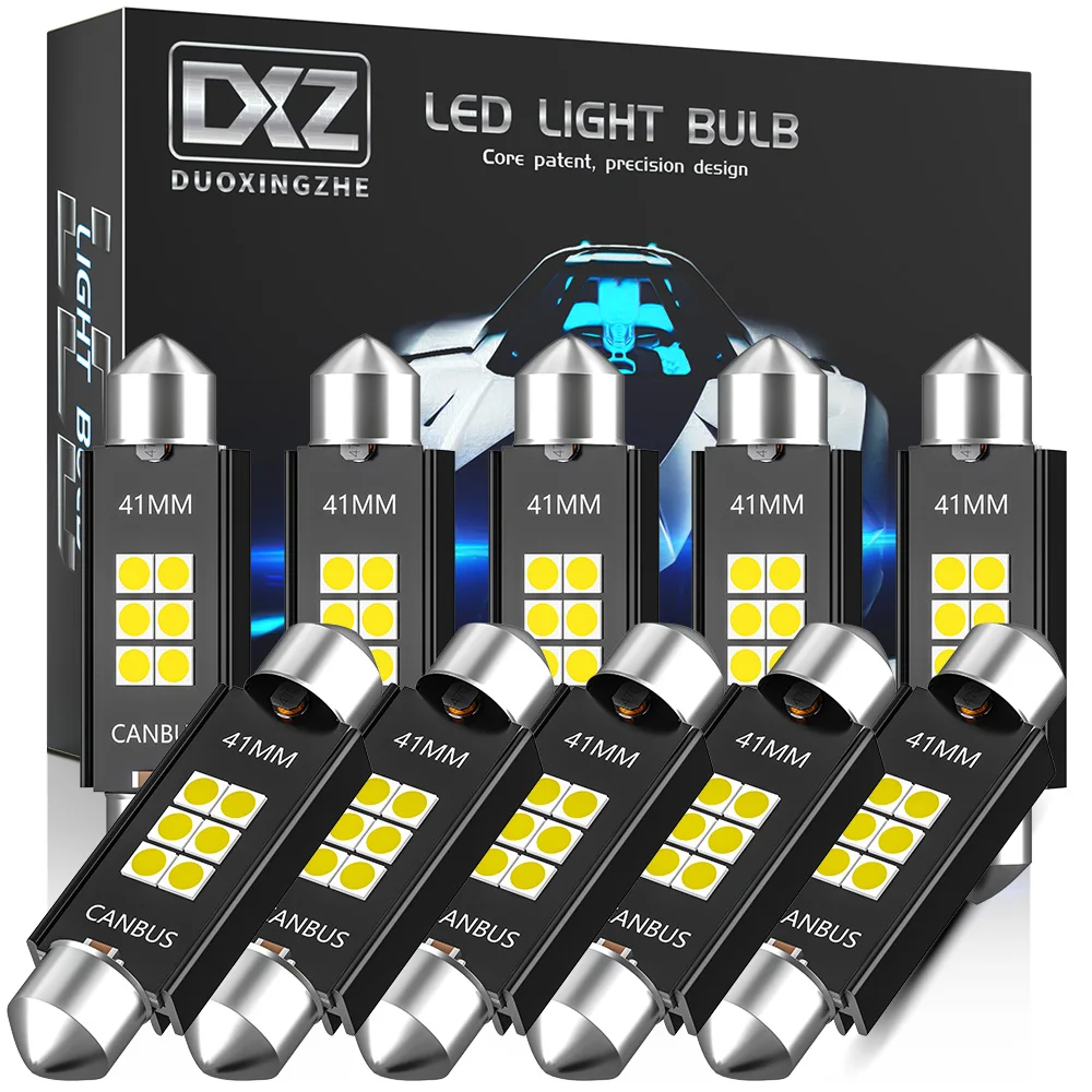 DXZ 10 шт. Festoon 41MM C5W C10W Светодиодный лампочки Canbus 3030 6 SMD Нет Ошибка салона Карта Купол Лампы для чтения 12V/24V 3W