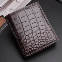 Authentic Real Crocodile Skin Men's Short Purse Small Card Holders Genuine Exotic Alligator Leather Male Bifold Wallet 2