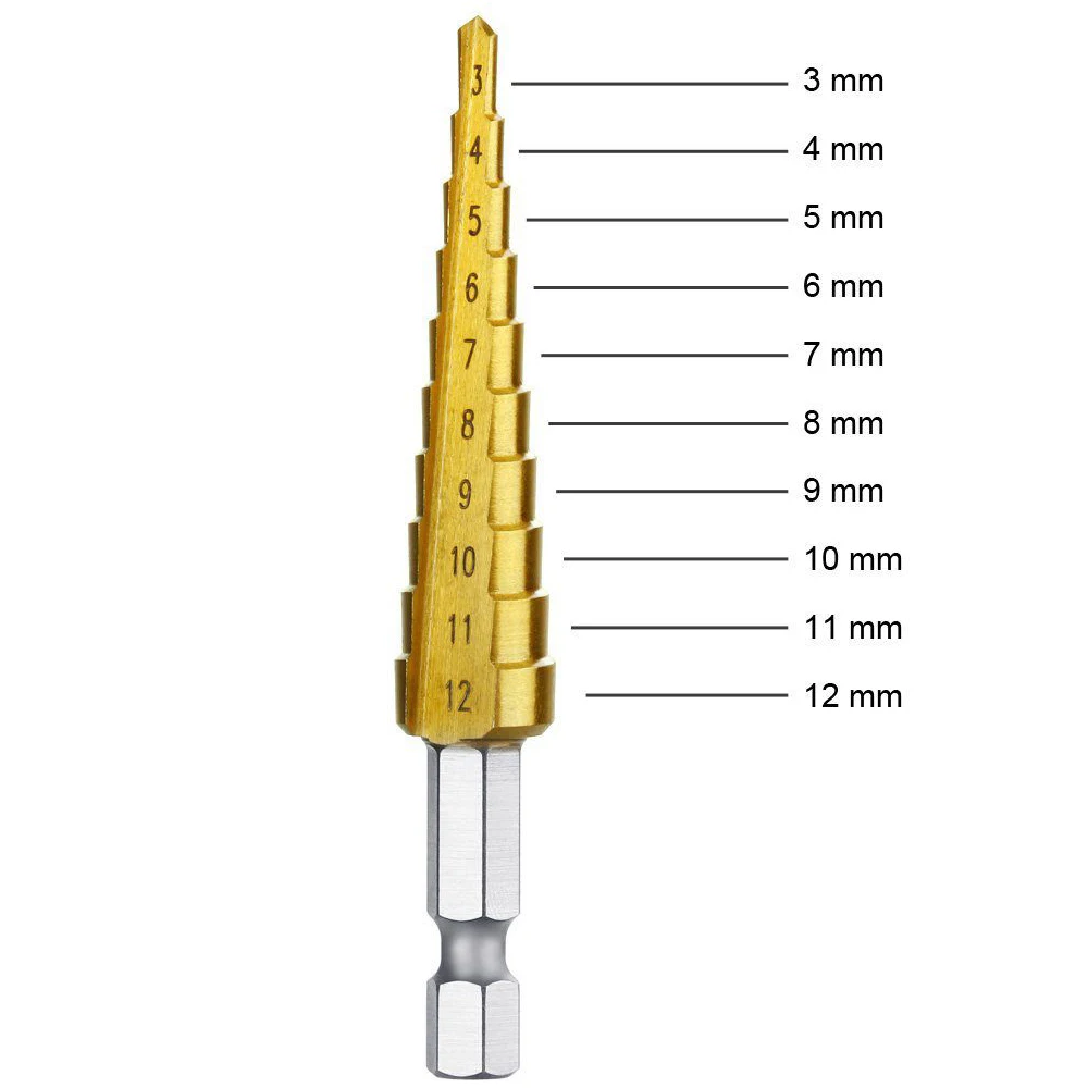 3 шт из быстрорежущей стали титановые ступенчатые сверла 3-12 мм 4-12 мм 4-20 мм ступенчатые конусные режущие инструменты стальной деревообрабатывающий набор для сверления дерева и металла