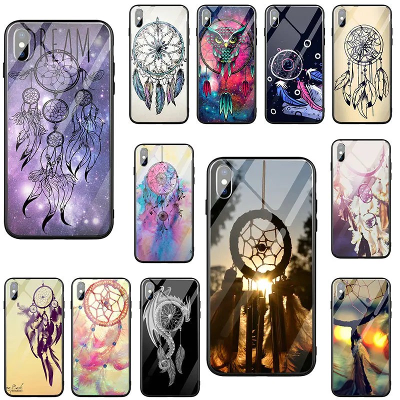 Mobile Phone Cases Bags for iPhone X XR XS 11 Pro Max 10 7 6 6s 8 Plus Coque Dream Catcher White On Black Lace Flower | Мобильные